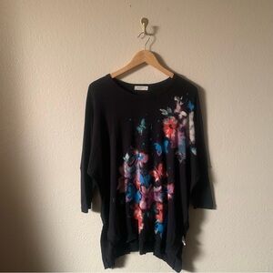Jess & Jane Black Floral & Butterfly Tunic